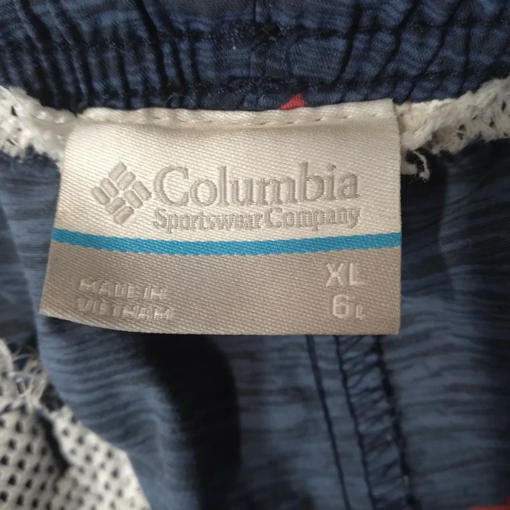 Columbia PFG swim shorts mens XL  blue fishing Hybrid pockets fishing FLAWED